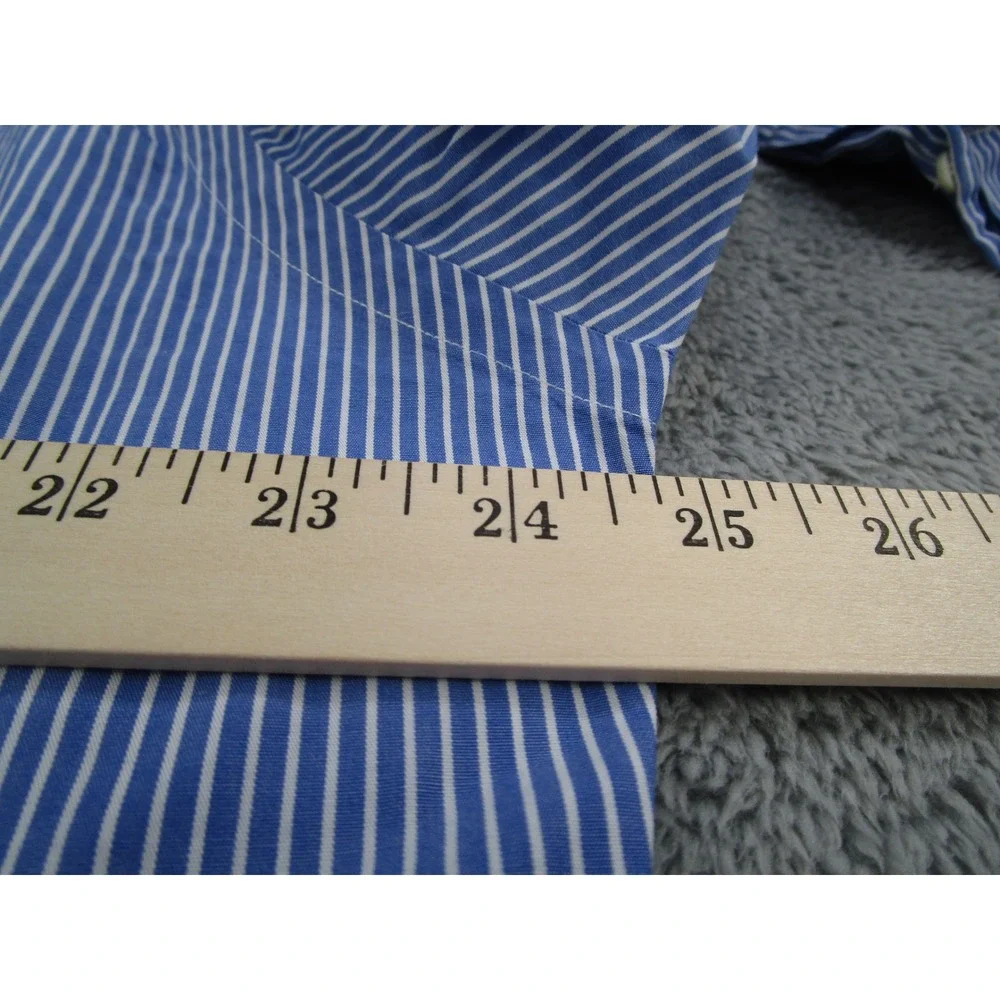 Polo Ralph Lauren Curham Mens 16-34 Blue Striped French Cuff Dress Shirt Y2K